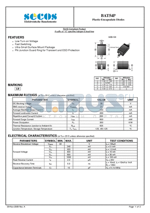 BAT54P datasheet - Plastic-Encapsulate Diodes