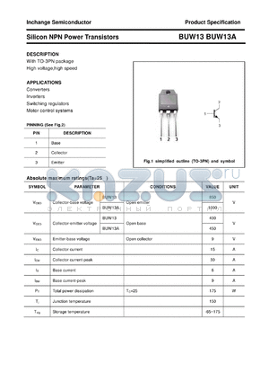 BUW13 datasheet - Silicon NPN Power Transistors