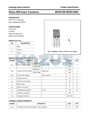 BUW13AW datasheet - Silicon NPN Power Transistors