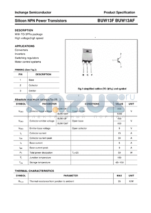 BUW13F datasheet - Silicon NPN Power Transistors