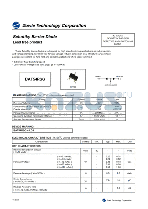 BAT54RSG datasheet - Schottky Barrier Diode Lead free product