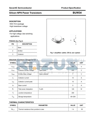 BUW34 datasheet - Silicon NPN Power Transistors