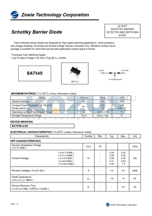 BAT54S datasheet - SCHOTTKY BARRIER DIODE