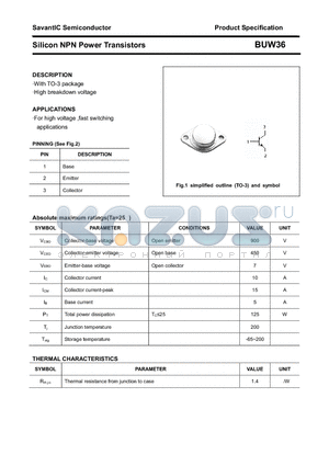 BUW36 datasheet - Silicon NPN Power Transistors