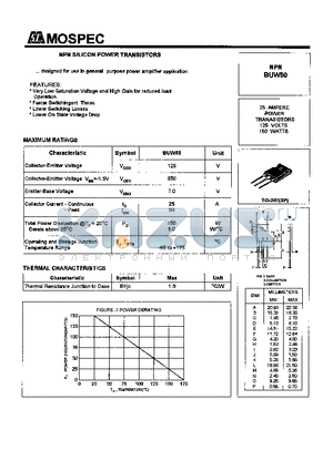 BUW50 datasheet - POWER TRANSISTORS(25A,125V,150W)