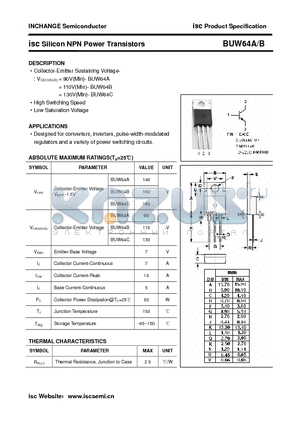 BUW64B datasheet - isc Silicon NPN Power Transistors