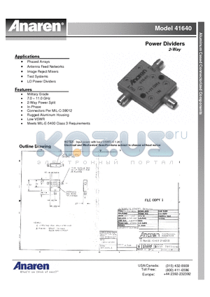 41640 datasheet - Power Dividers