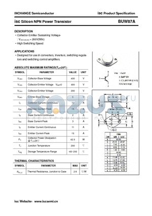 BUW87A datasheet - isc Silicon NPN Power Transistor