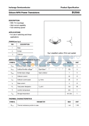 BUX40 datasheet - Silicon NPN Power Transistors