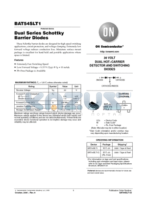 BAT54SLT1 datasheet - Dual Series Schottky Barrier Diodes