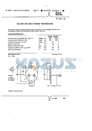 BUX46 datasheet - SILICON DIFFUSED POWER TRANSISTORS