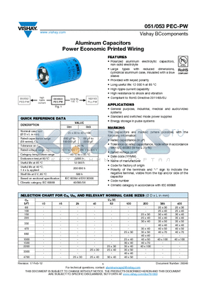 051PEC-PW datasheet - Aluminum Capacitors Power Economic Printed Wiring