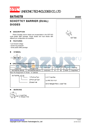 BAT54STBG-AN3-R datasheet - SCHOTTKY BARRIER (DUAL) DIODES