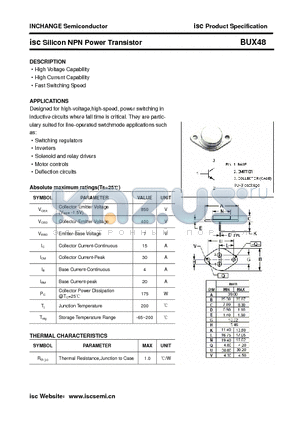 BUX48 datasheet - isc Silicon NPN Power Transistor