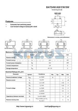 BAT54SW datasheet - Switching Diode