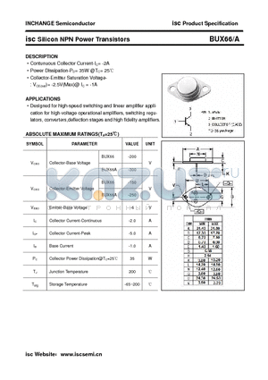 BUX66A datasheet - isc Silicon NPN Power Transistors