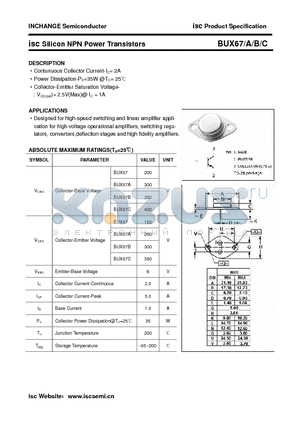 BUX67 datasheet - isc Silicon NPN Power Transistors