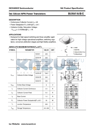 BUX67C datasheet - isc Silicon NPN Power Transistors