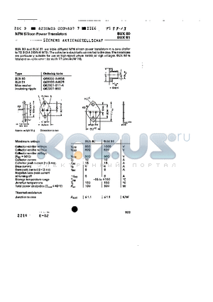 BUX80 datasheet - NPN SILICON POWER TRANSISTORS