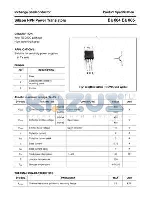 BUX84 datasheet - Silicon NPN Power Transistors
