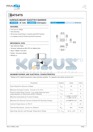 BAT54TS_09 datasheet - SURFACE MOUNT SCHOTTKY BARRIER