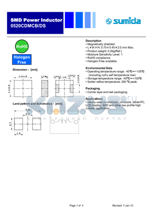 0520CDMCBDS datasheet - Magnetically shielded