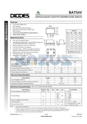 BAT54V datasheet - SURFACE MOUNT SCHOTTKY BARRIER DIODE ARRAYS