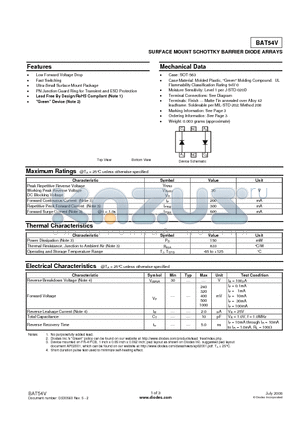 BAT54V datasheet - SURFACE MOUNT SCHOTTKY BARRIER DIODE ARRAYS