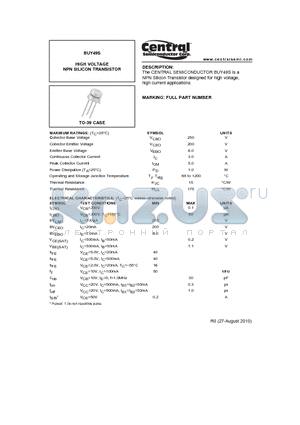 BUY49S datasheet - HIGH VOLTAGE NPN SILICON TRANSISTOR