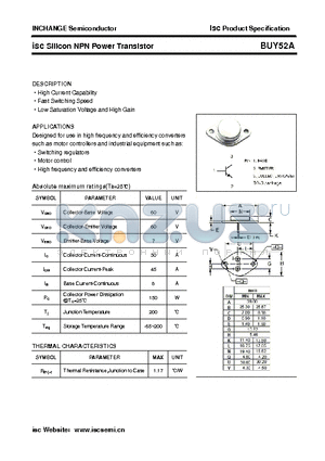 BUY52A datasheet - isc Silicon NPN Power Transistor