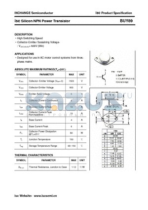 BUY89 datasheet - isc Silicon NPN Power Transistor