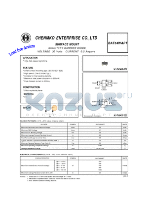 BAT54WAPT datasheet - SURFACE MOUNT SCHOTTKY BARRIER DIODE