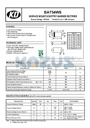 BAT54WS datasheet - SURFACE MOUNT SCHOTTKY BARRIER RECTIFIER