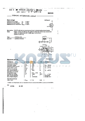 BUZ213 datasheet - main ratings