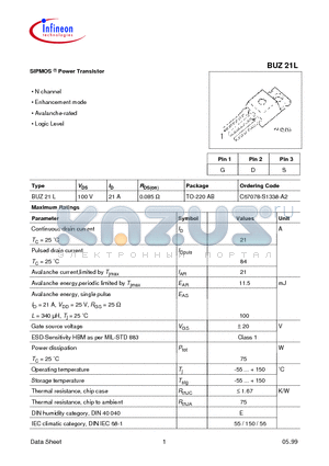 BUZ21L datasheet - SIPMOS  Power Transistor