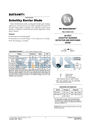 BAT54WT1G datasheet - Schottky Barrier Diode