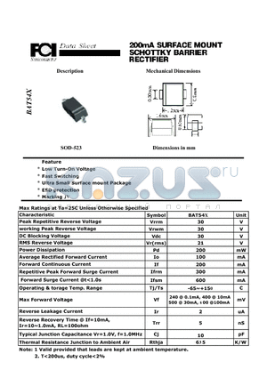 BAT54X datasheet - 200mA SURFACE MOUNT SCHOTTKY BARRIER RECTIFER