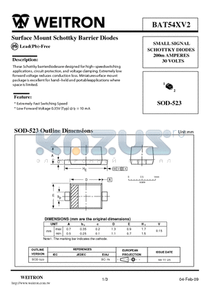 BAT54XV2 datasheet - Surface Mount Schottky Barrier Diodes