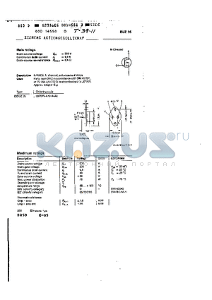 BUZ35 datasheet - main ratings