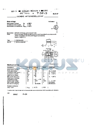 BUZ37 datasheet - main ratings