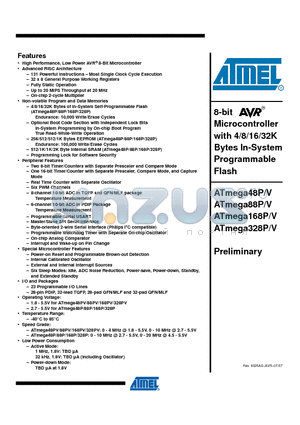 ATMEGA48P-20MU datasheet - 8-bit Microcontroller with 4/8/16/32K Bytes In-System Programmable Flash