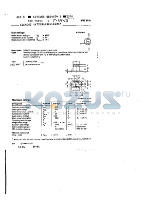 BUZ88A datasheet - main ratings