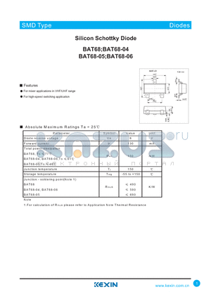 BAT68 datasheet - Silicon Schottky Diode