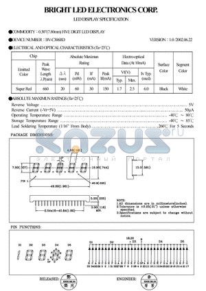 BV-C306RD datasheet - 0.30(7.80MM)FIVE DIGIT LED DISPLAY