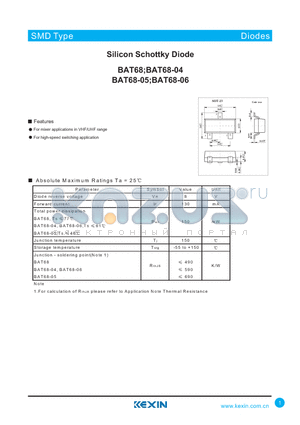 BAT68-05 datasheet - Silicon Schottky Diode
