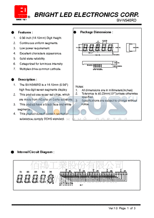 BV-N546RD datasheet - 14.10mm(0.56) high five digit seven segments display