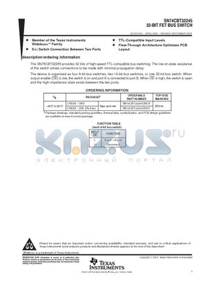 BV245 datasheet - 32-BIT FET BUS SWITCH