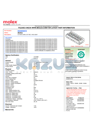 0524840610 datasheet - 2.0 W/B CONN. IDT REC. HSG ASSY