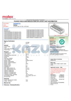 0524840710 datasheet - 2.0 W/B CONN. IDT REC. HSG ASSY