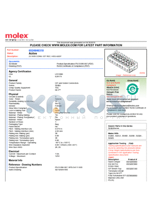 0524840310 datasheet - 2.0 W/B CONN. IDT REC. HSG ASSY